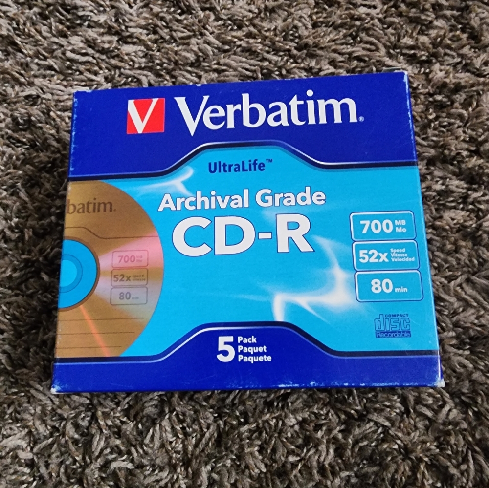 Verbatim Archival Grade CD-R 5 Pack NEW